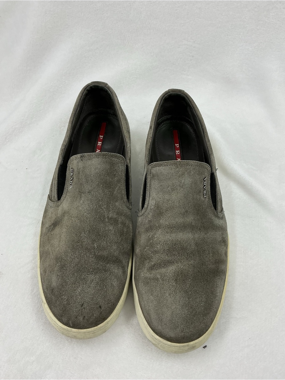 Prada Grey Suede Slip-On Loafers b 38